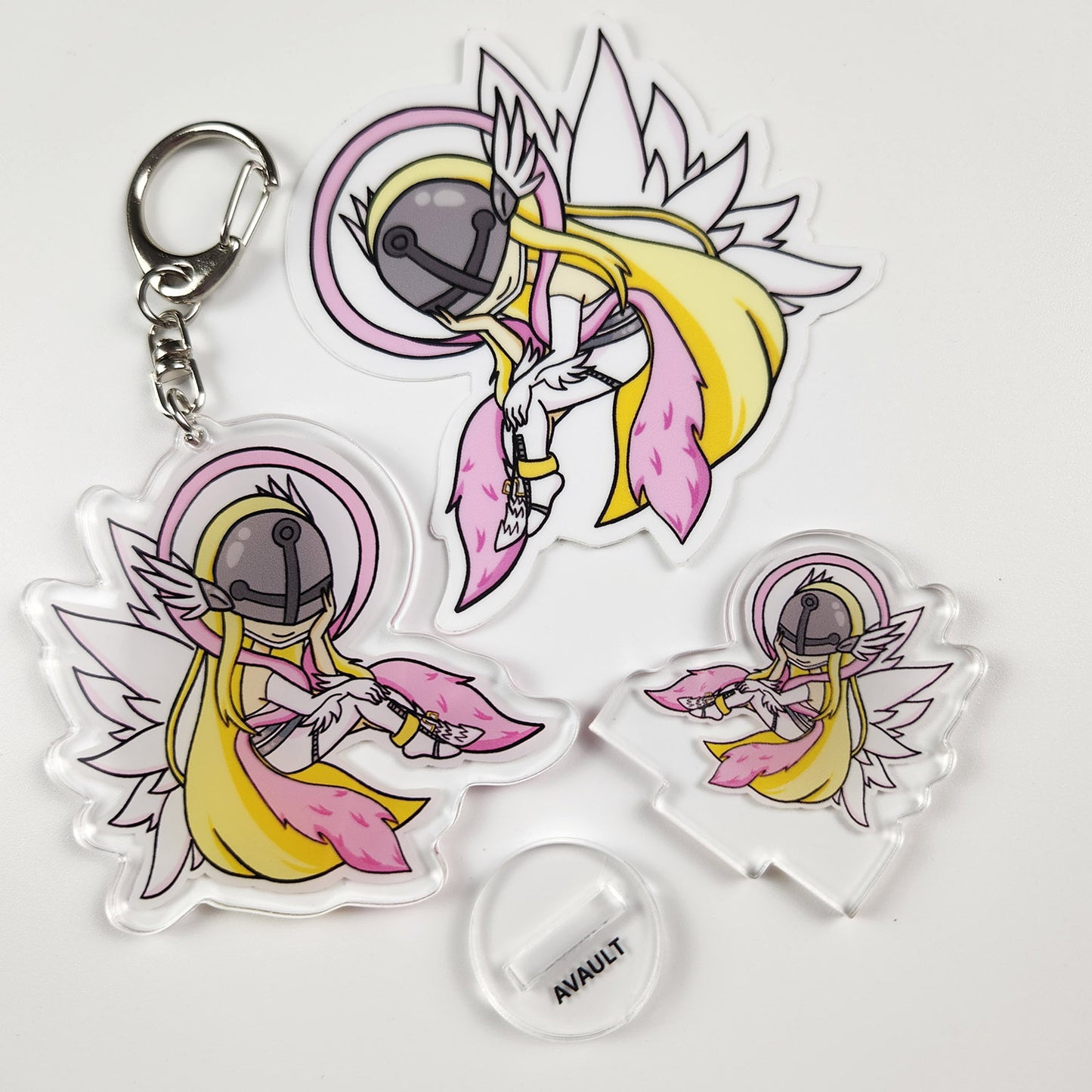 Angel keychain, sticker and acrylic stand humble bundle.