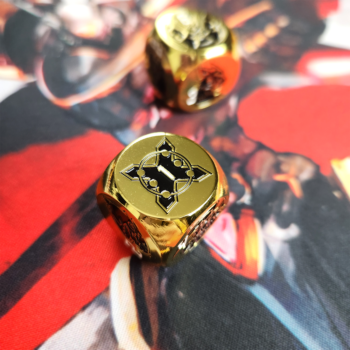Draconic Blade dice on the 1-Player Playmat.