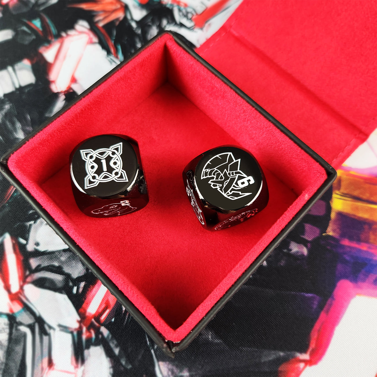 Onyx Burst Dice Set in Dice Tray.