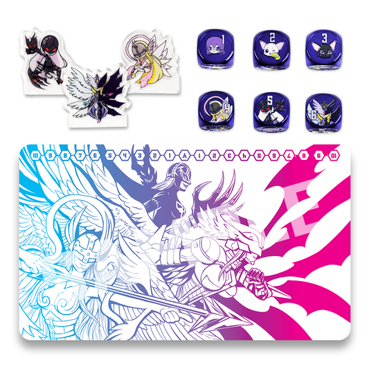 Twilight Angels Bundle that includes 1-Player playmat, dice, and memory markers.