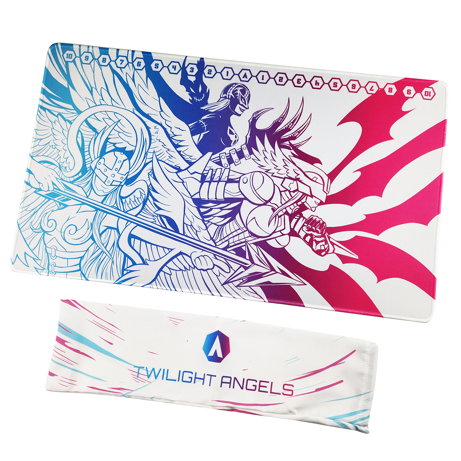 Twilight Angels Playmat with Playmat Bag for card games.