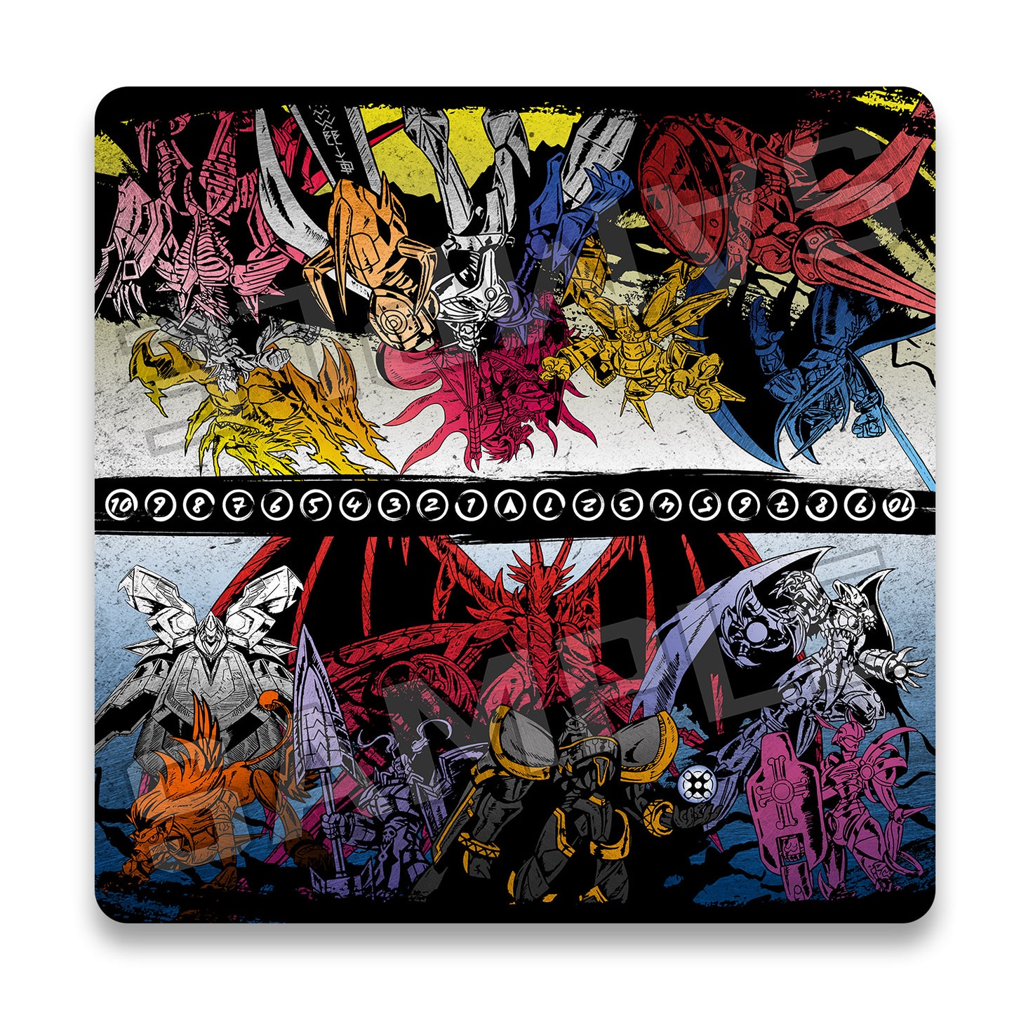 Divine Warriors and Regal Guardians 2 player playmat for the Digimon card game