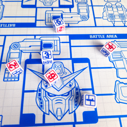 First Assembly Dice on rubber playmat.