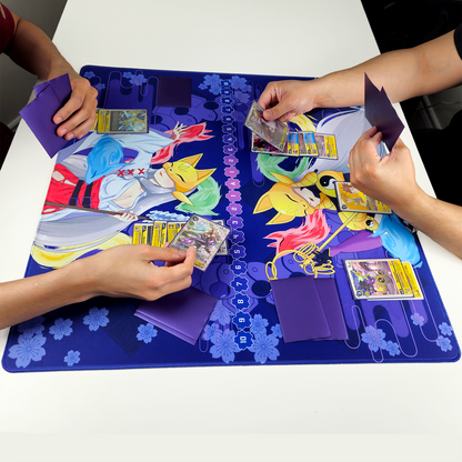 Playing Cards on the Fox Blossom 2-Player Premium Playmat.