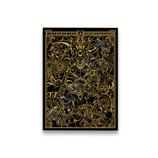 Realm of Gods sleeves matte black with gold foil.