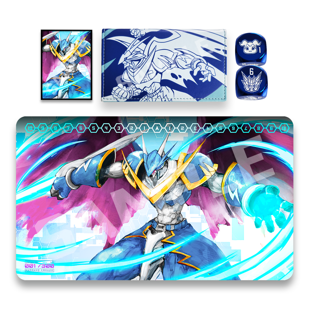 Victory Strike Collection includes sleeves, deck box, dice and playmat. 