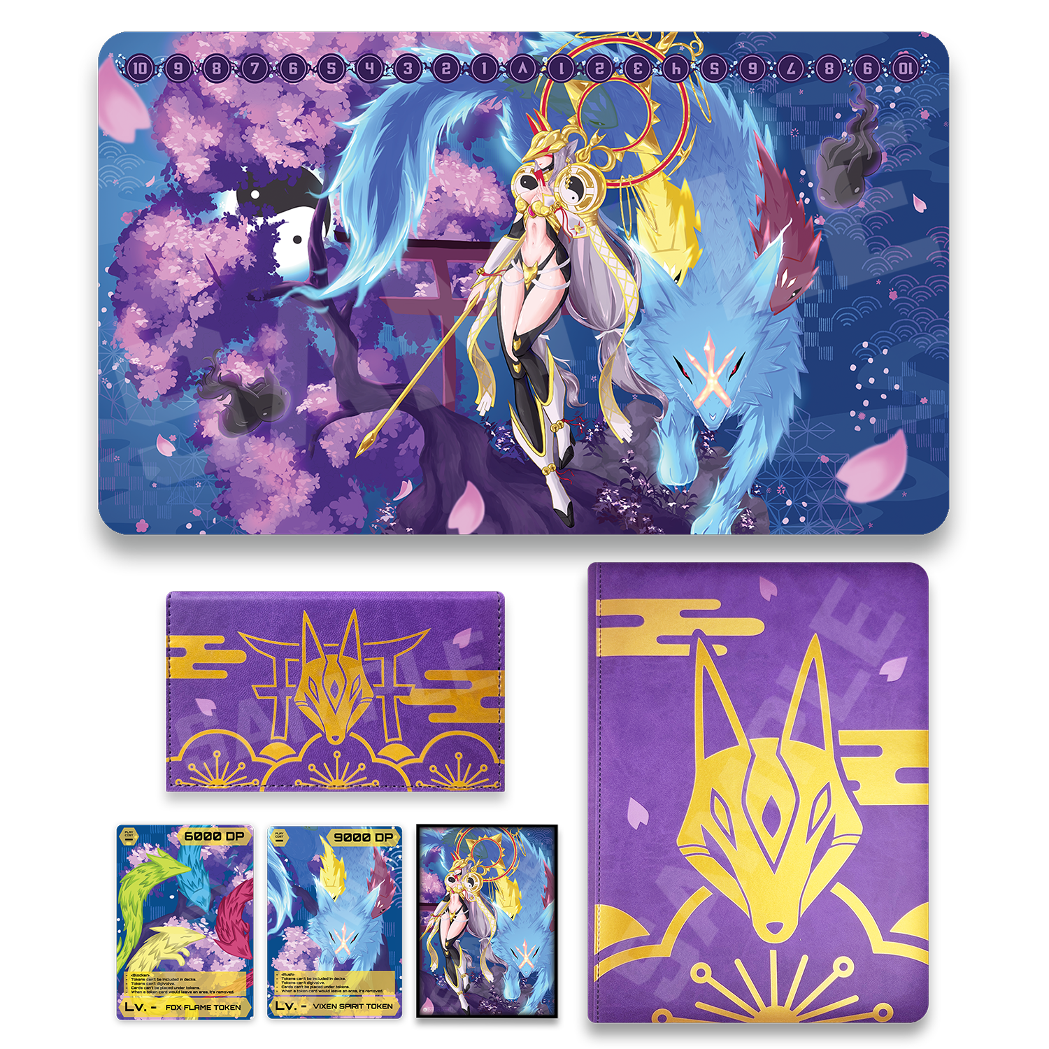 Vixen Spirit Collection that includes 1-Player Playmat, Binder, Deck Box, Sleeves and Tokens for TCG card game players. 