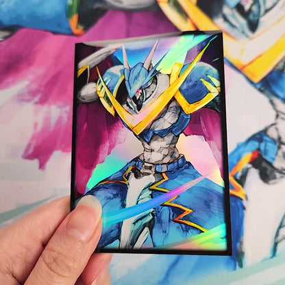 Video of holographic glossy sleeves featuring a high quality artwork, showing the gloss and shine. 