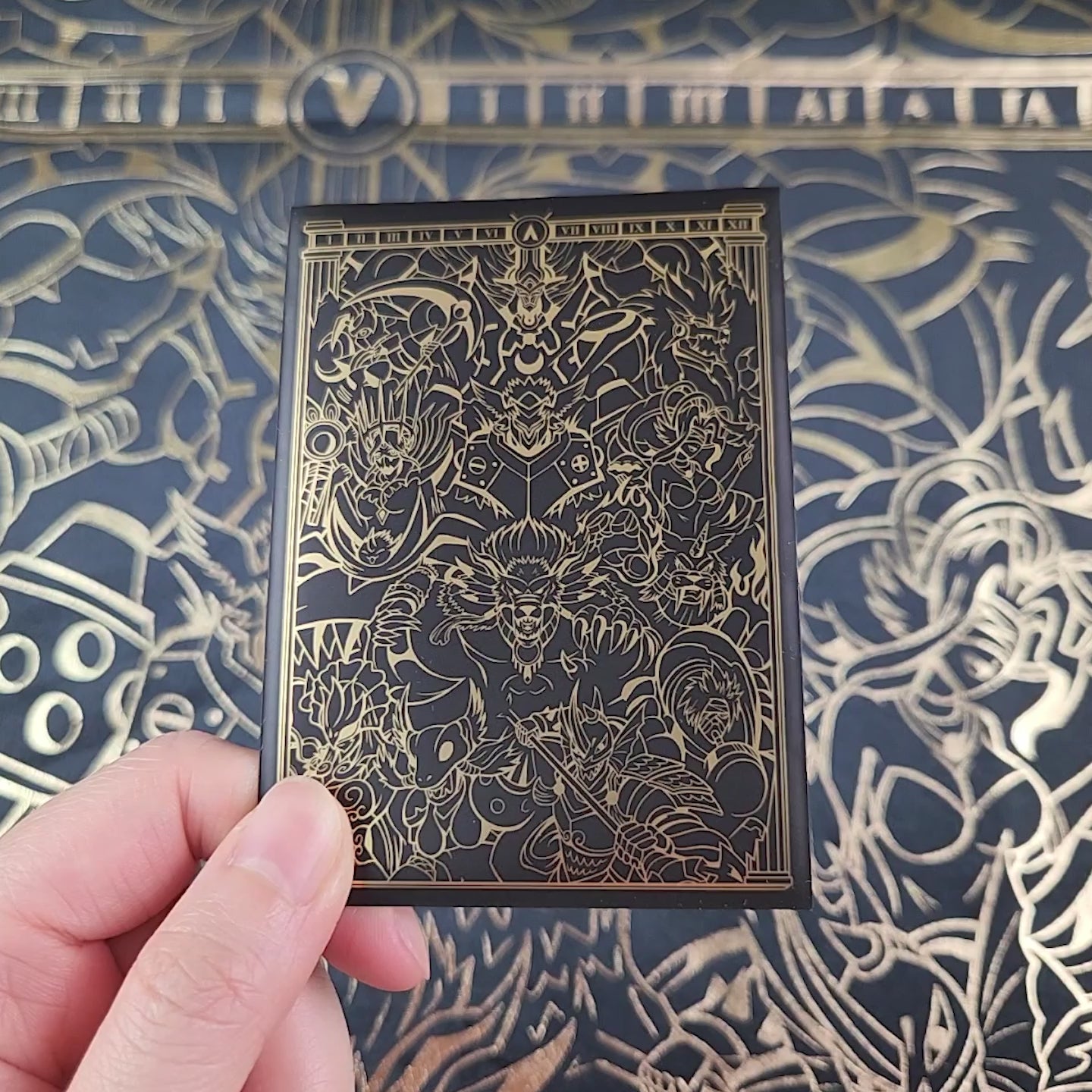 Realm of Gods Sleeves with shiny gold foil video.